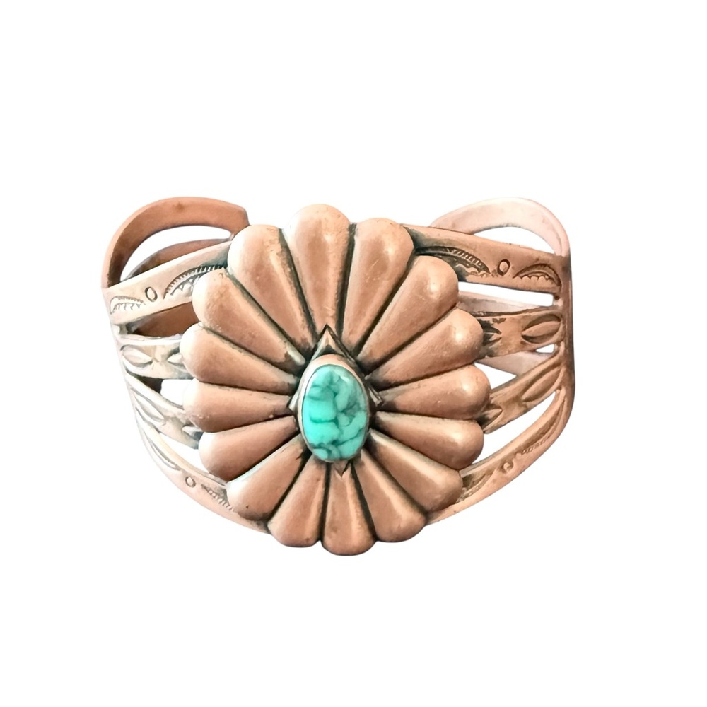 Vintage Fred Harvey Turquoise & Copper Cuff Bracelet